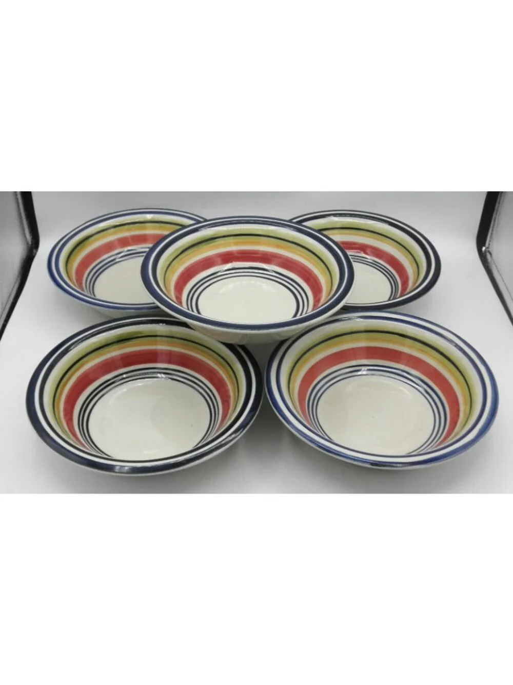 Multi Stripe by Pier 1 Bowl Set of 5 Pattern PERMUS Lot B GLAZE FLAWS